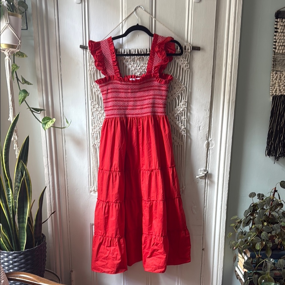Red Ruffled Sleeveless Dress Hill House Ellie Nap